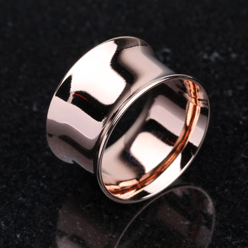 Detail View 1 of A Pair of Rose Gold PVD Steel Double Flared Ear Gauge Flesh Tunnel Plug